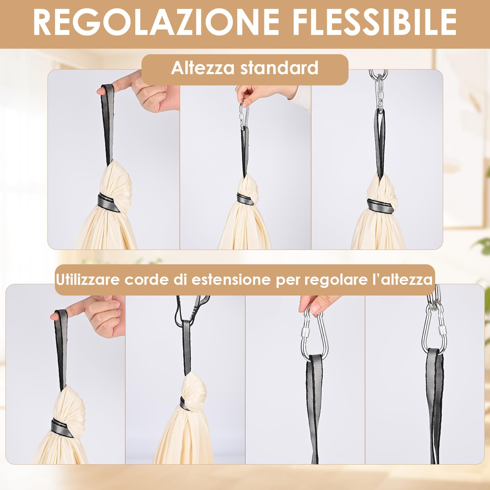 Trapezio Terapeutico per Bambini 100kg 280x150cm Telo Yoga Aereo Amaca
