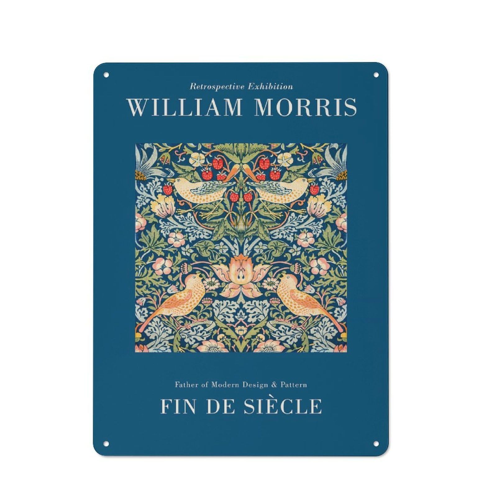 Junmoney Style-12 Metal Wall Sign 40X30cm Featuring William Morris For Café Or Home Bar, A Decorative Gift For A Newly Furnished Café And Home Bar