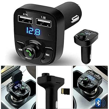 SD CASS Universal Car Bluetooth- CAR X8 FM Transmitter Car Kit for Hands Free Call Receiver/Stereo Music Player/TF Card/Aux Mobile Connector and USB Mobile Charger for All Smartphones - (Black)