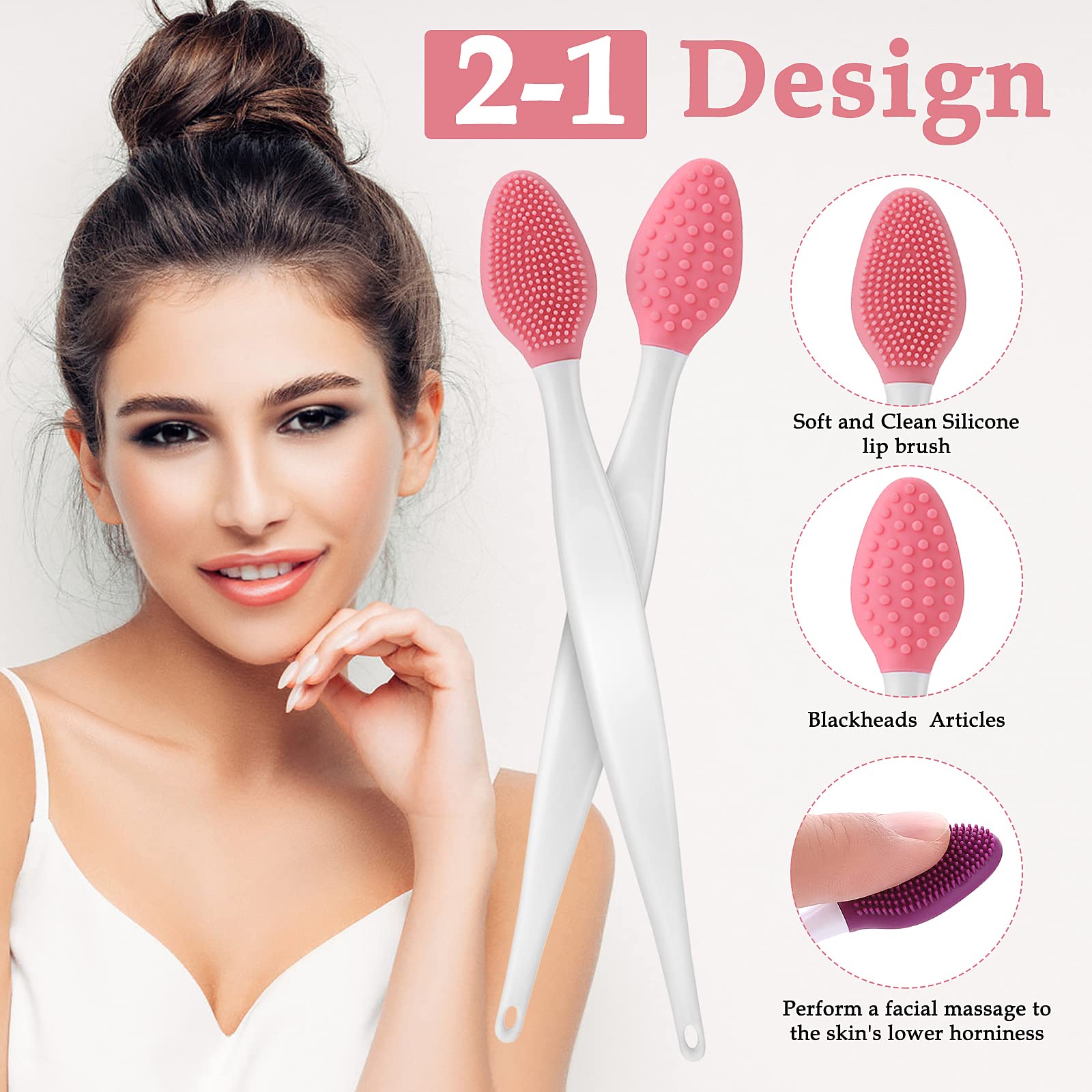 WLLHYF 5 pennelli esfolianti in silicone a doppia faccia, mini spazzola morbida per la pulizia delle labbra, per uomini e donne, schiarente labbra scure, aspetto più liscio e pieno