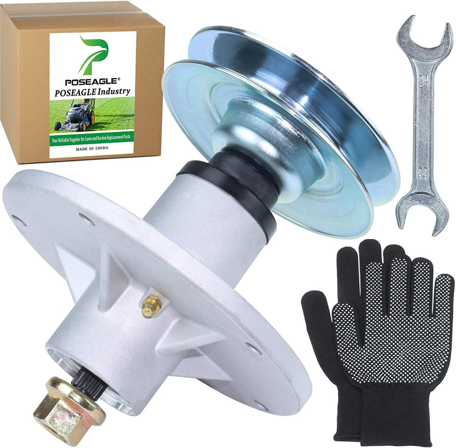 Pre-Greased 1001200MA Spindle Assembly with 95309MA Spindle Pulley Replaces Murray 492574ma, 092574, 94129MA, 1001046, 1001200, 1001194MA, 721447, 726958, 726959 for Murray 46 inch Tractors