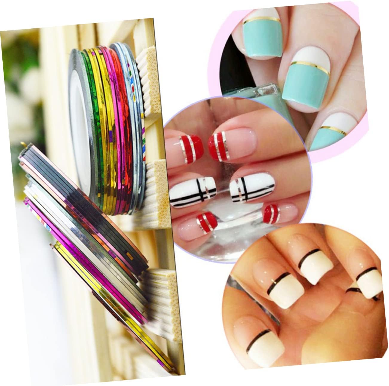 MERRYHAPY 104rolls Frosted Nail Art Tape Self-Adhesive Decoration for DIY Manicure Pedicure Mixed Color for Creative Nail Designs Easy to Use for Women and Ladies