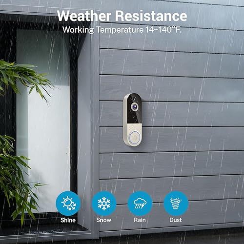 Miniatura 9 de Timbre inalámbrico con batería recargable, resolución de 1080p, audio de 2 vías, visión nocturna, detección humana AI, almacenamiento en la nube,