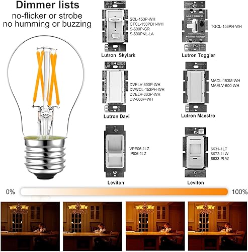 Miniatura 6 de LiteHistory Paquete de bombillas LED G16.5 E12 4W 40 W 400 lm bombilla Edison y bombilla LED A15 E26 de 6 W 60 W 600 lm AC120 V blanco cálido 2700