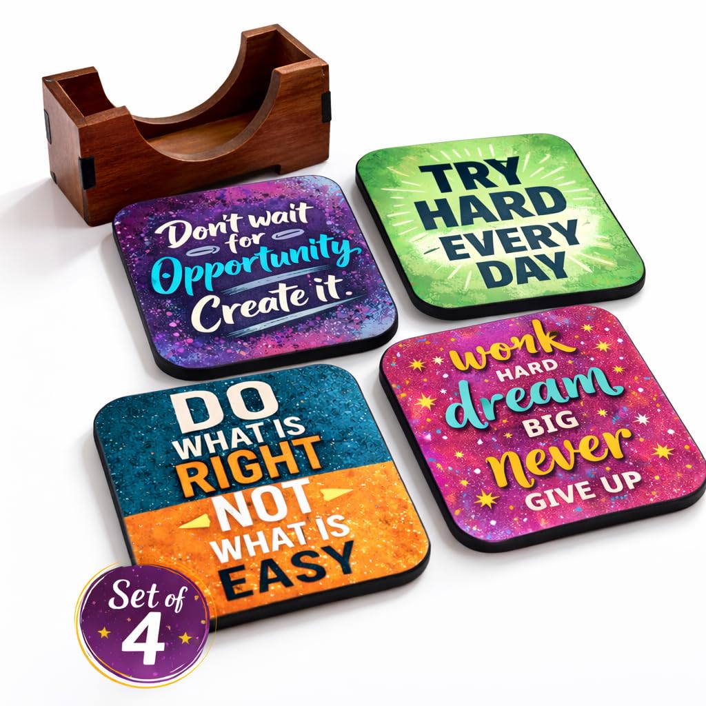 Wooden Tea Coasters - Set of 6 | Natural Wood -8