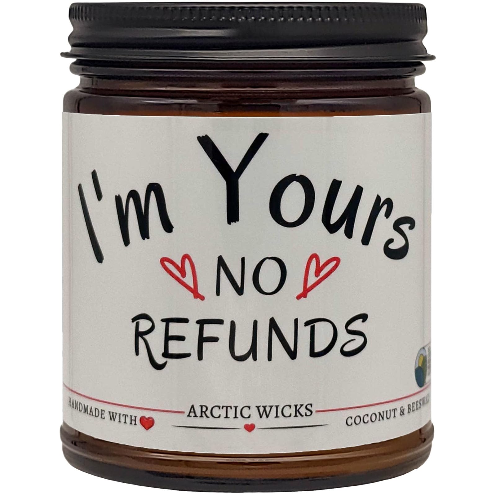 Arctic Wicks Scented Coconut Beeswax Candles | Coconut Beeswax Non Toxic Candle 9oz Amber | Farmhouse Candles Non-Toxic Clean Burn 100% USDA Certified Biobased (Love Spell | I'm Yours No Refunds)