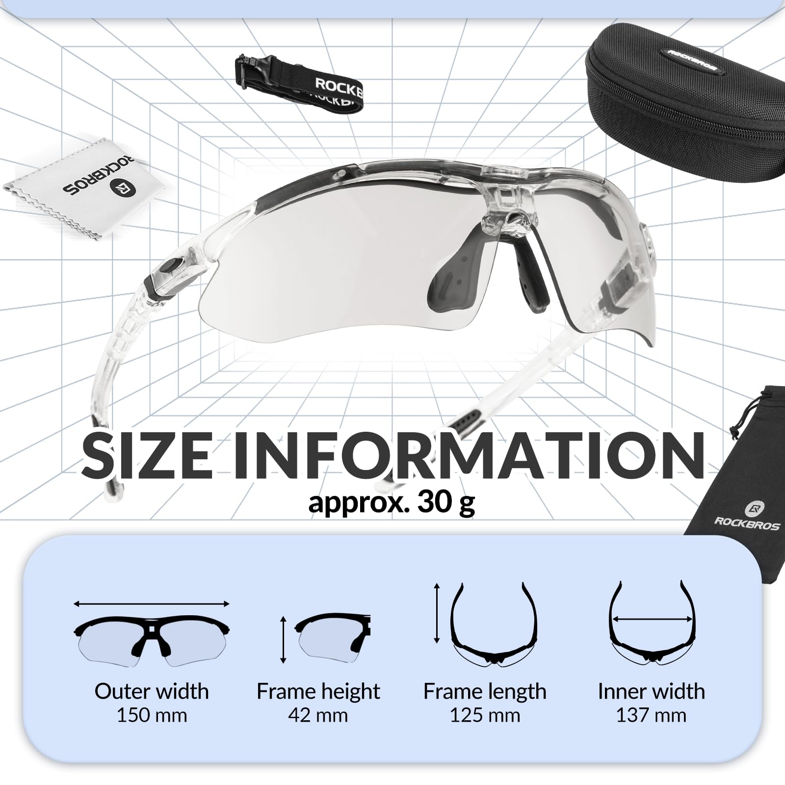 ROCKBROS Occhiali da Sole Ciclismo UV400, Occhiali Sportivi per Bici MTB, 2 Modelli Lenti Polarizzti/Fotocromatici, Uomo Donna