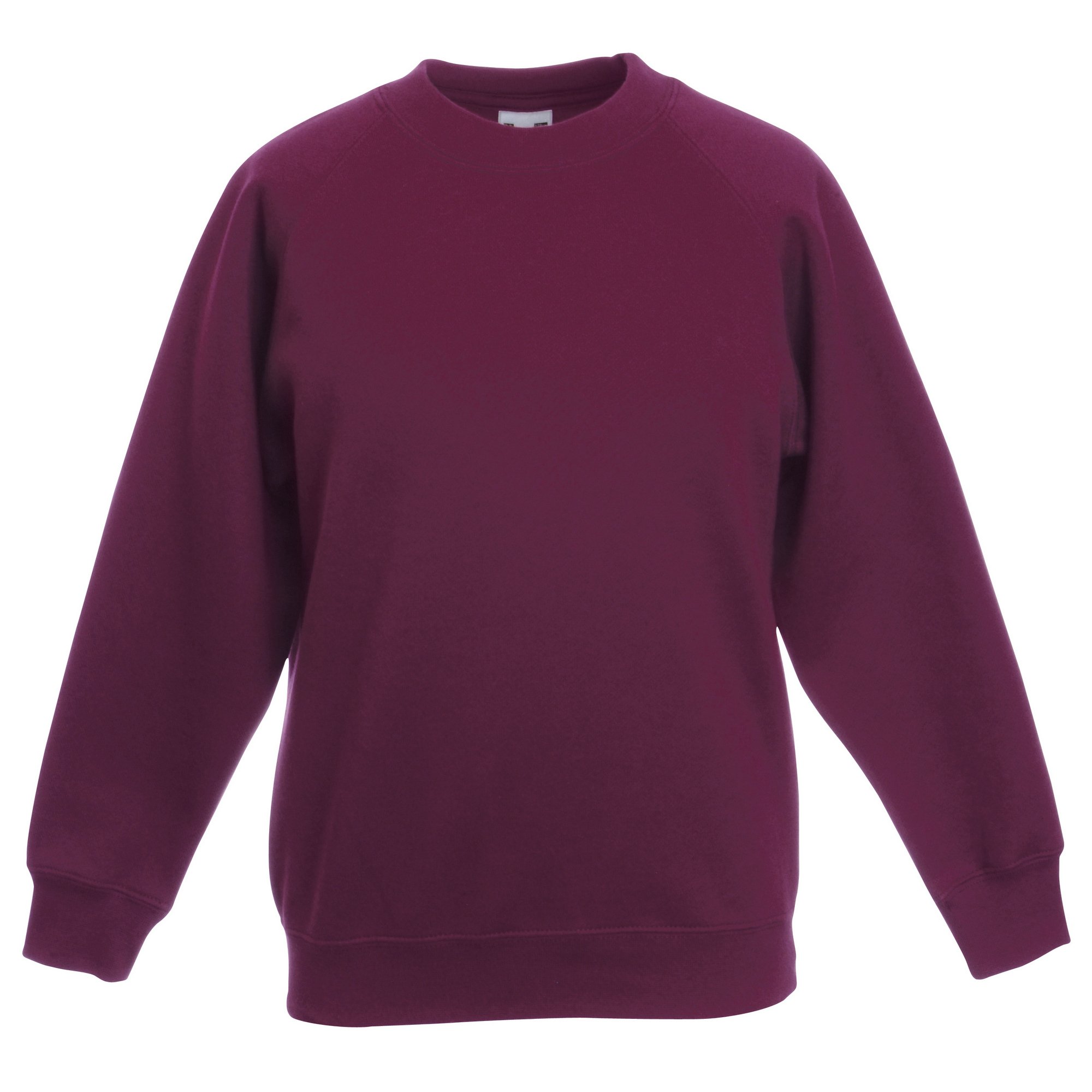 Fruit of the Loom Unisex Kids Raglan Classic Sweater, Burgundy, 5-6 Years (Manufacturer Size:26)