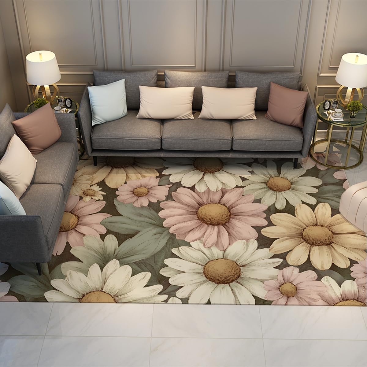 Tapis de tournesol de salon anti-glisse pour sécuriser l'entrée