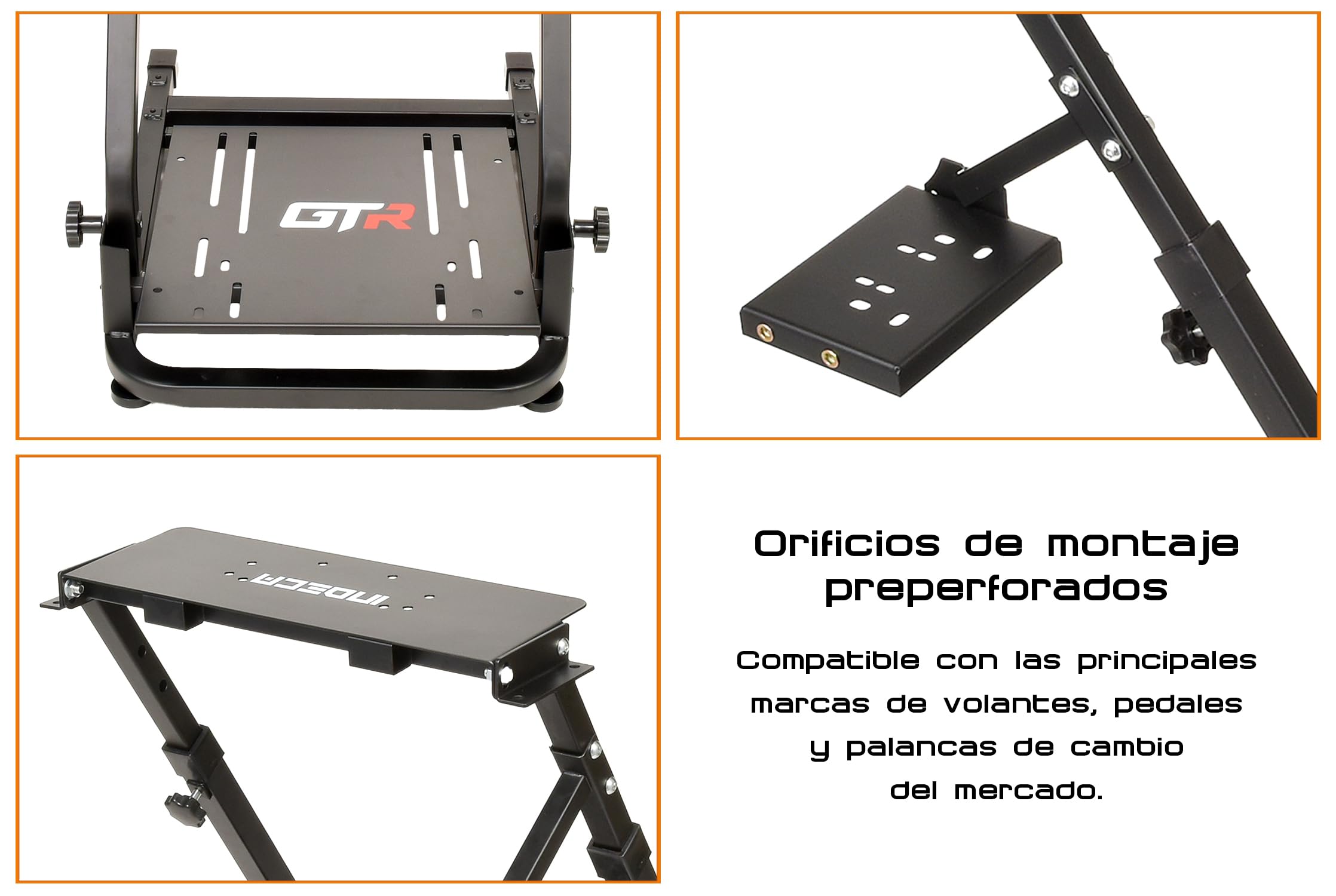 Soporte para Volante, INDECA STD-20 Racer GTR, Gaming Stand, Wheel Stand, Soporte de simulación, Plegable, Soporte Caja de Cambios, Soporte para Pedales Compatible con Primeras Marcas