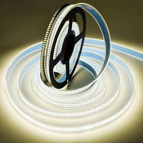 Miniatura 10 de Tira de luz LED de doble fila, luz blanca diurna 6500 K, súper brillante, regulable, impermeable, 12 V, 16.4 pies, SMD 2835 2400 LED, cinta de luz