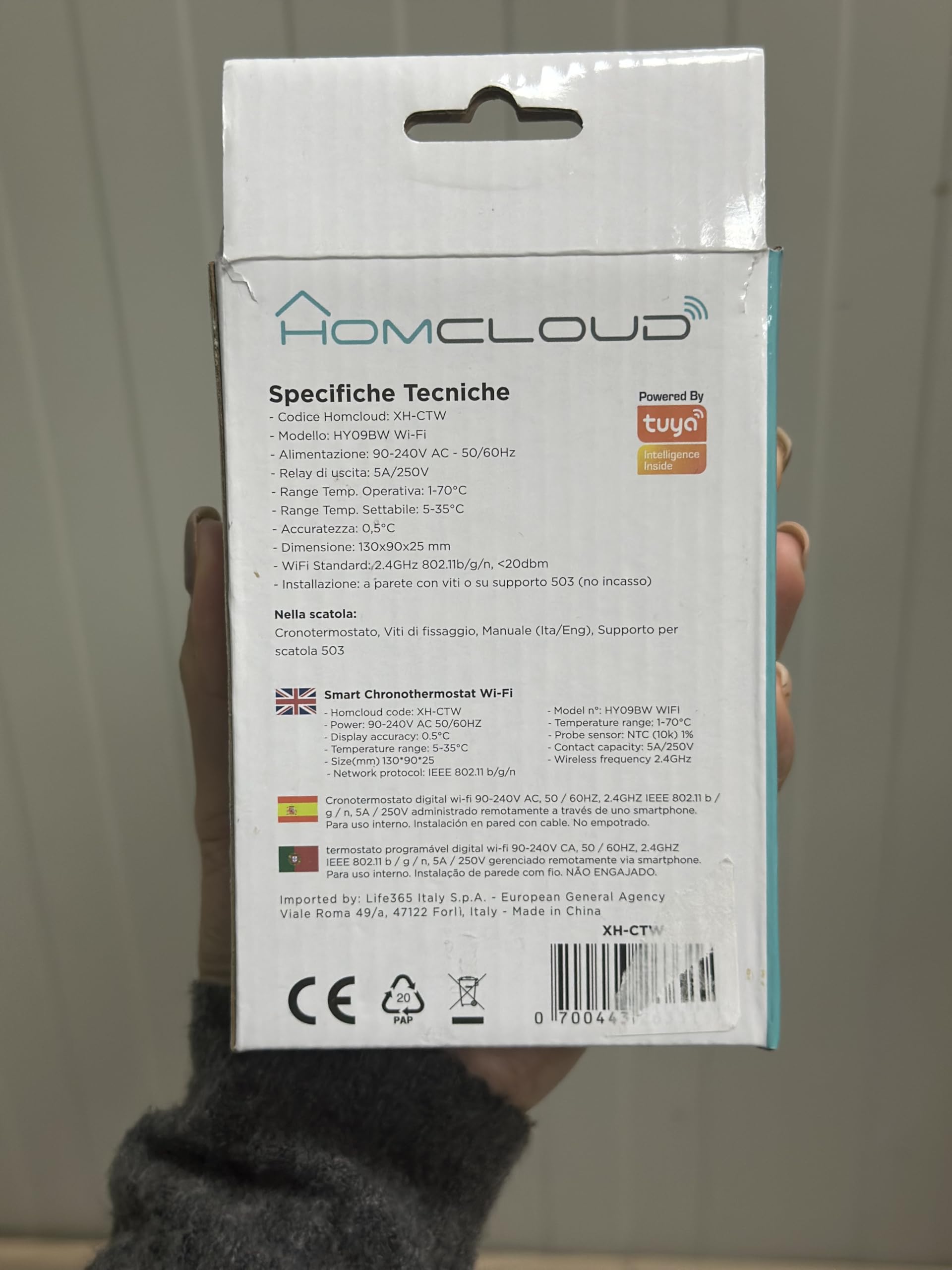 Cronotermostato Termostato WiFi per caldaia gas/acqua, Termostato Smart da Parete Intelligente compatibile con Alexa e Google, Funzione Programmabile