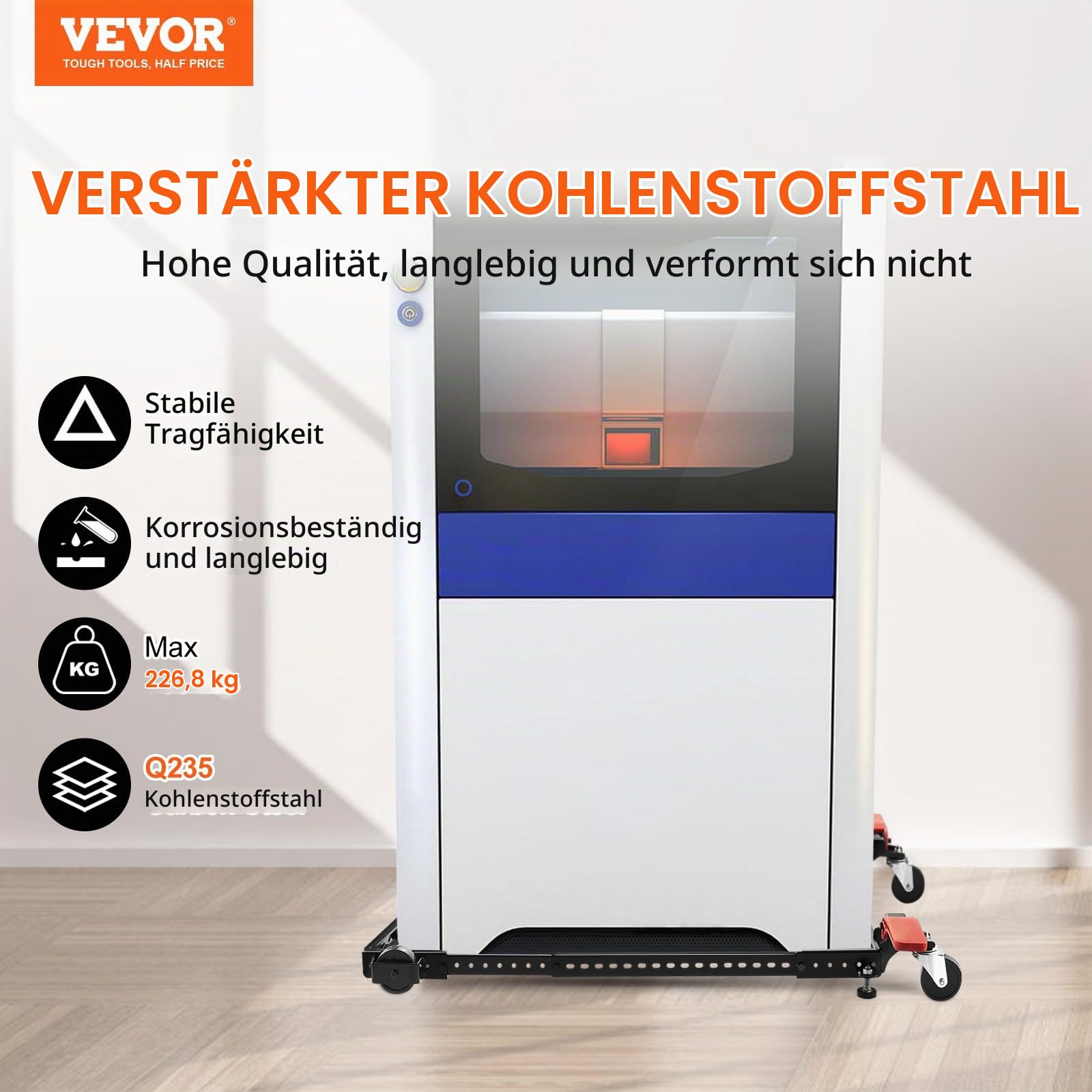 VEVOR Mobiler Sockel, 226,8 kg Tragkraft, Einstellbar von 304x304mm bis 914x914mm, Robuster Universal-Mobilständer mit Schwenkrädern, für Holzbearbeitungsgeräte, Bandsägen, Elektrowerkzeuge, Maschinen