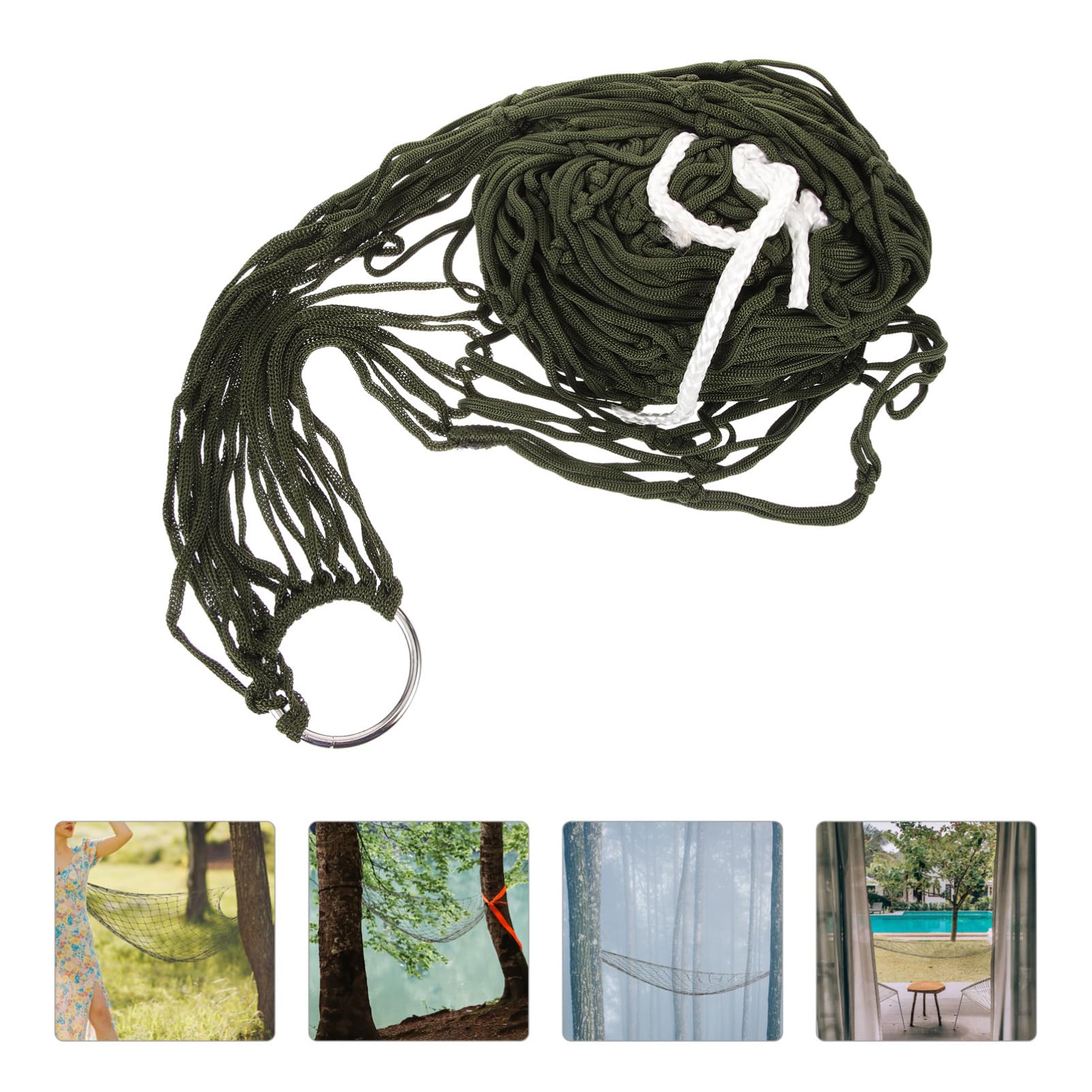 BESPORTBLE 5 Ensembles Balançoire Hamac avec Support Inclus Matériel De Camping Support De Hamac Accessoires De Camping-Car Batterie De Cuisine De Camping Corde en Nylon Army Green