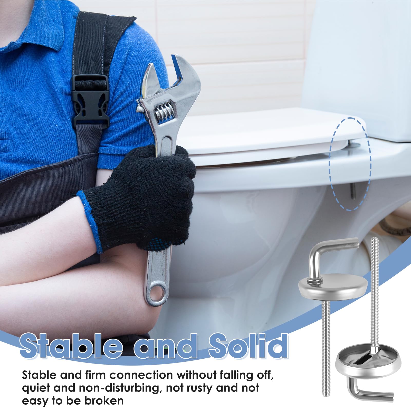 2 Piezas Bisagra de Acero Inoxidable para Tapa de Inodoro Universal, Toilet Seat Hinge para Fijación de Tapas Asiento WC, Repuesto de Tapa de Inodoro Bisagras de Asiento Accesorios con Roca — view 5