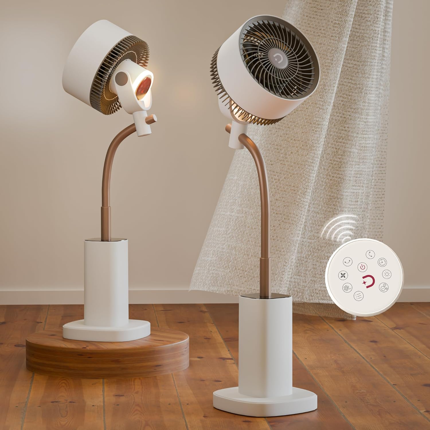 DOMESTICA Breezo 3D Air Circulation Tower Fan For Room With Mood Lamp, Touch &amp; Remote Control | Silent BLDC Standing Fan With Height Adjustable,120˚Horizontal &amp; 90˚Vertical Oscillation (White)