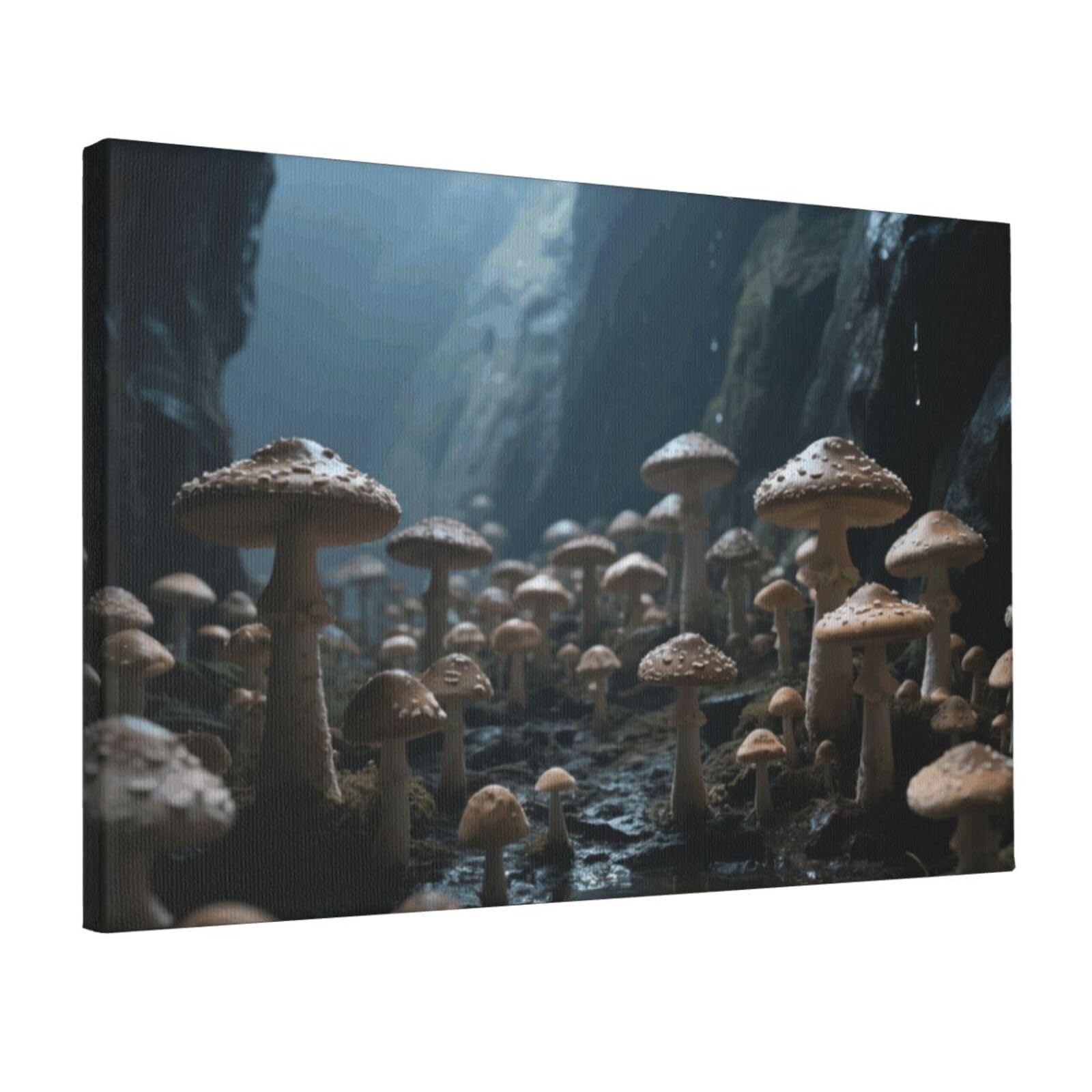 Fodpand Mushroom Unframed Canvas Wall Art,Modern Posters Print Wall Decor Canvas Oil Painting For Bedroom Living Room Bathroom Wall Hanging Artwork Ready To Hang 12"X18"