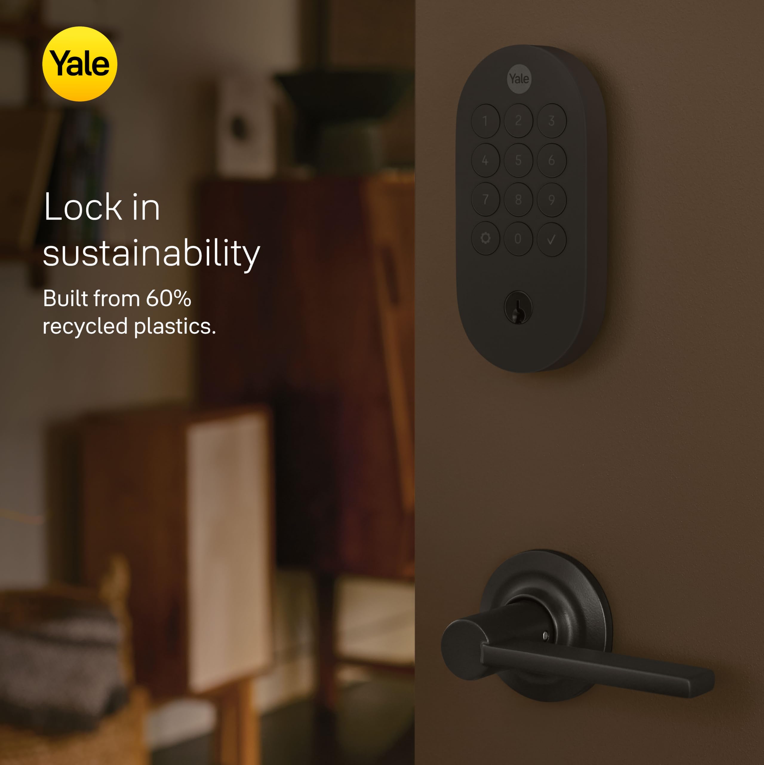 Yale Matte Black Keyed Deadbolt Smart Lock with Google Matter, YRD510-MT1-BLK