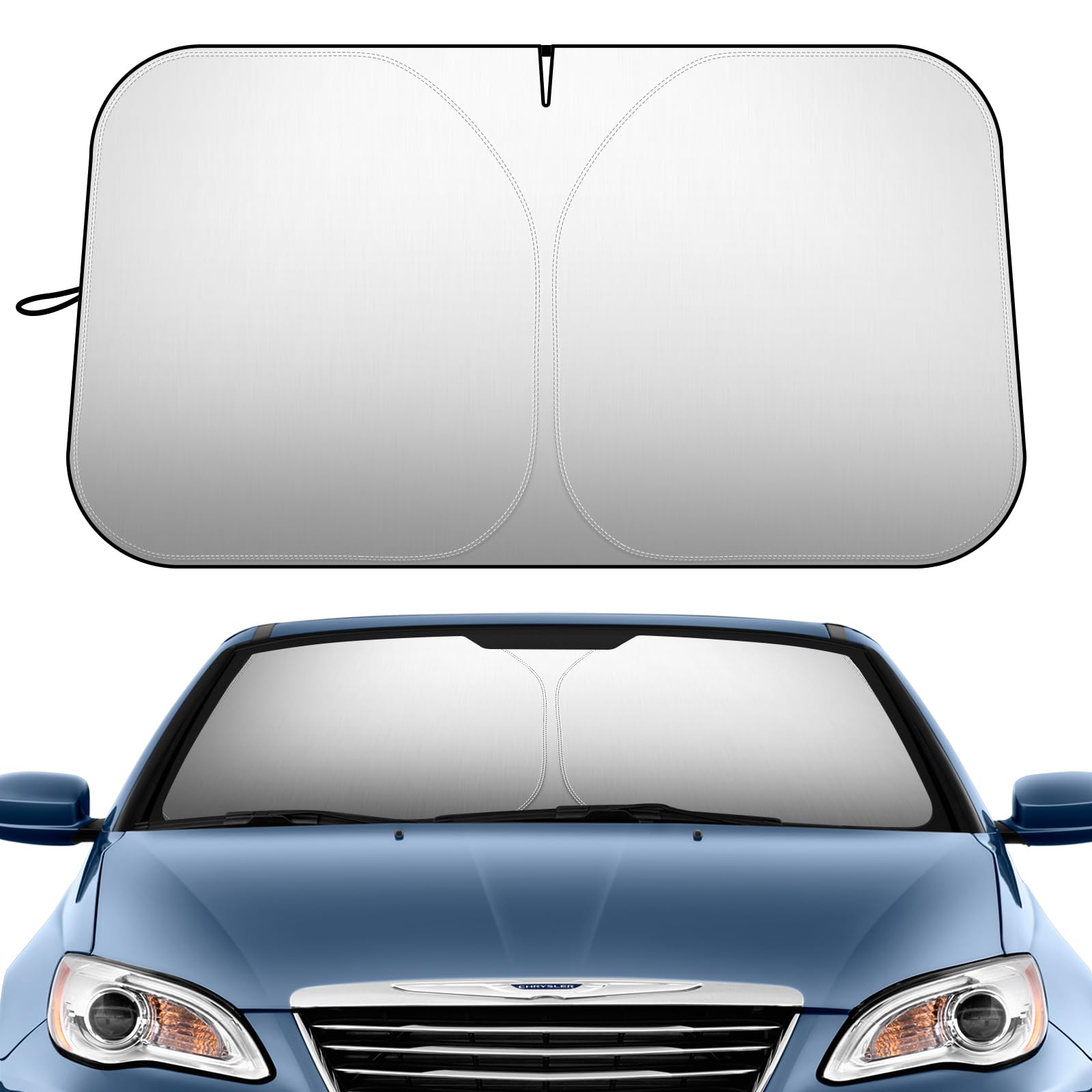 Parasole Parasole Per Auto 140x80 Cm, Riflettente Termico, Pieghevole Con Telaio Memory, Universale Per SUV E Berline, Colore Argento