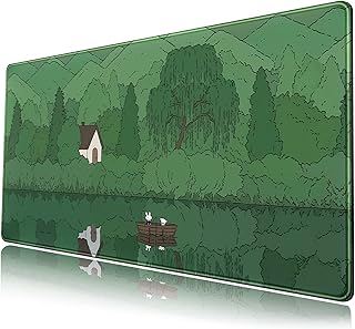 Mechanical Cattle Cute Desk Mat Kawaii Anime Cartoon Green Large Mouse Pad XXL Extended Gaming Mousepad Desktop Bear Bunny Laptop Keyboard 31.5''x15.7'' Non-Slip Rubber Base with Stitched Edges