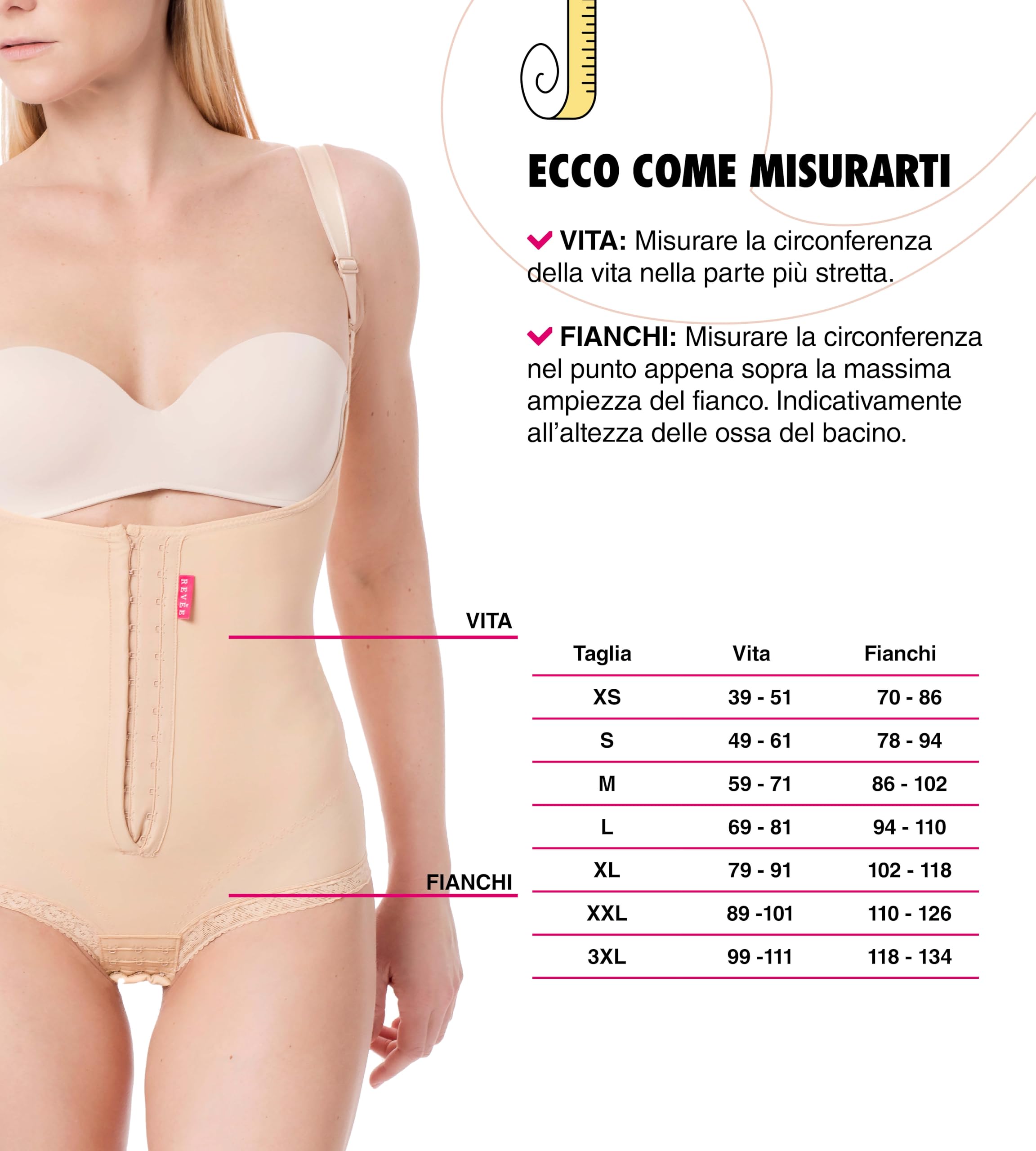 REVÉE Guaina Compressiva Post-operatoria - Liposuzione ai Fianchi - Addominoplastica, Torsoplastica, Lipofilling, Parto Cesareo - Guaina Post-Liposuzione, Fascia Addominale Donna Post-Parto