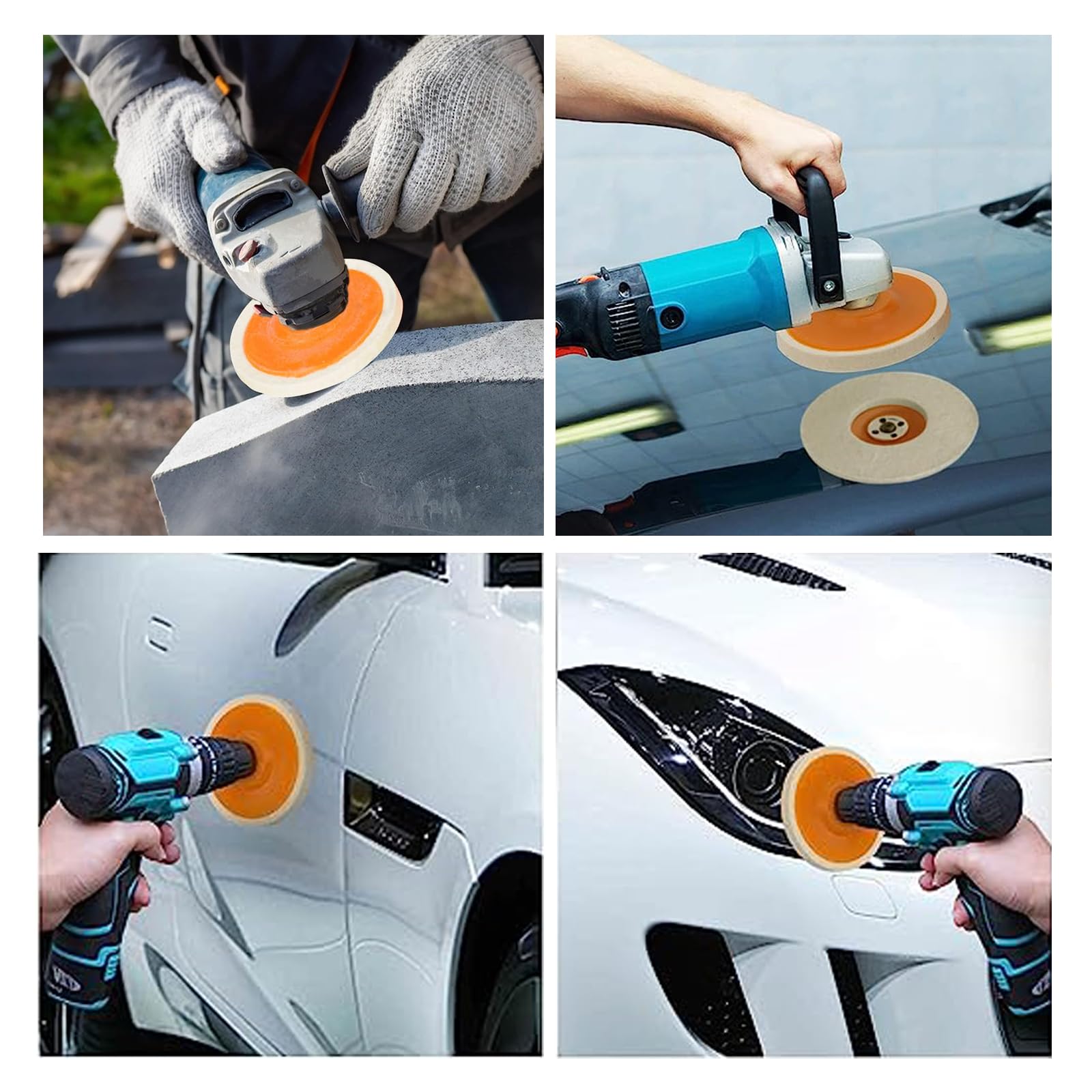 8 Dischi Di Lucidatura In Lana 125mm Per Smerigliatrice - Per Vetro, Metallo, Legno, Ceramica - Foto 7