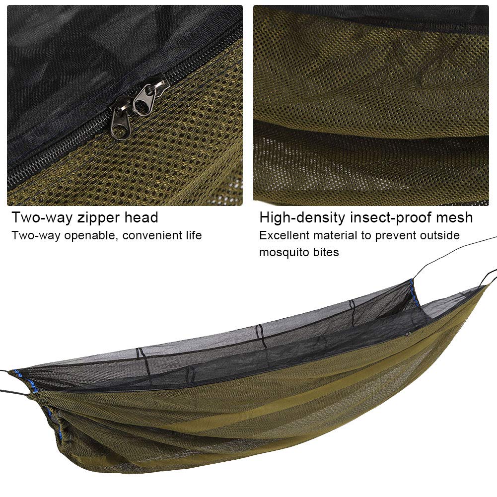 Camping singolo amaca portatile esterno per esterni antimosquito campeggio zaino in spalla (Dark Green)