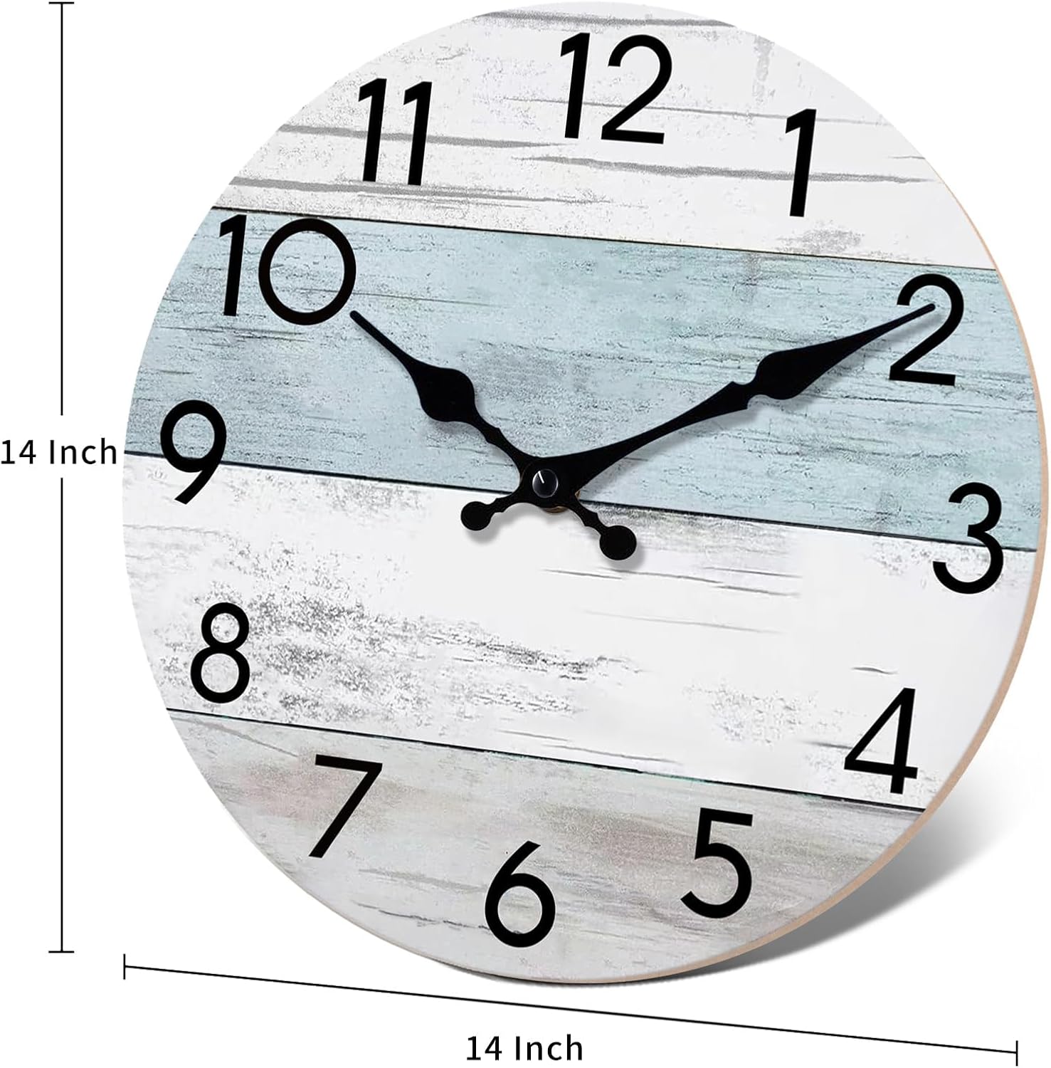 KECYET Wall Clock Silent Non-Ticking 14 Inch Battery Operated Country Large Retro Rustic and Beach Style Decorative for Living Room, Kitchen, Home,Bathroom, Office (Blue)