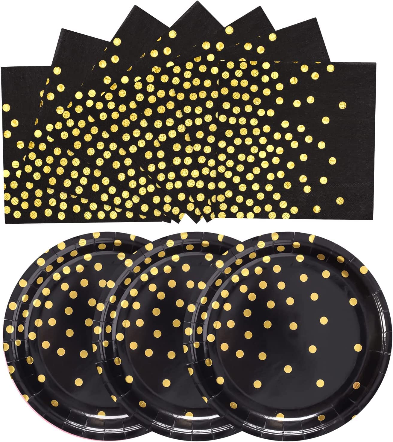 White & Gold Party Plates & Napkins - 100 Pcs -19
