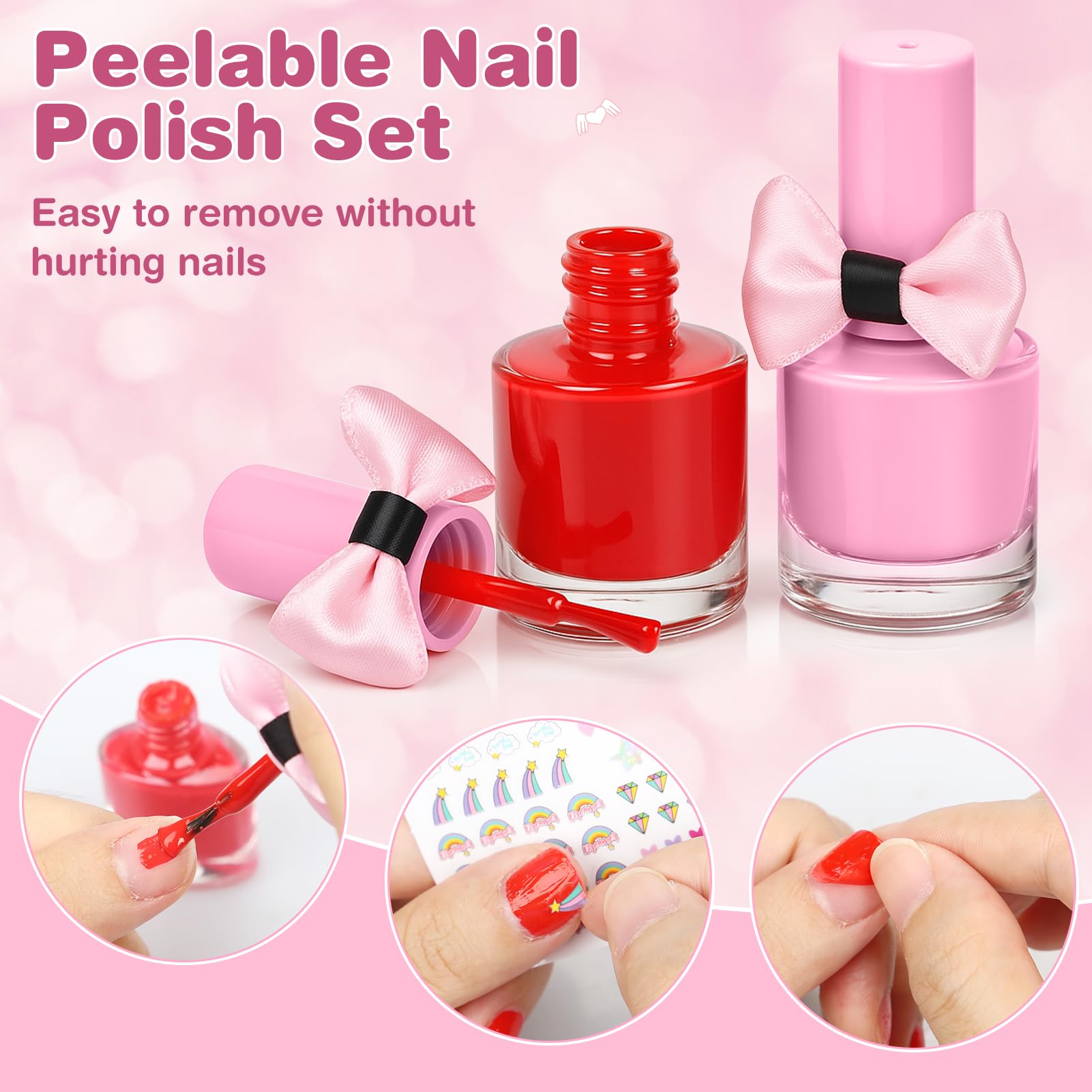 Maquillaje Juguetes Niña 4 5 6 años, Kit Maquillaje Niña Regalo de Princesa para Niñas Lavable de Maquillaje con Maletin, Maquilla Juguetes Regalo de Cumpleaños y Navidad para Niñas (Rose)