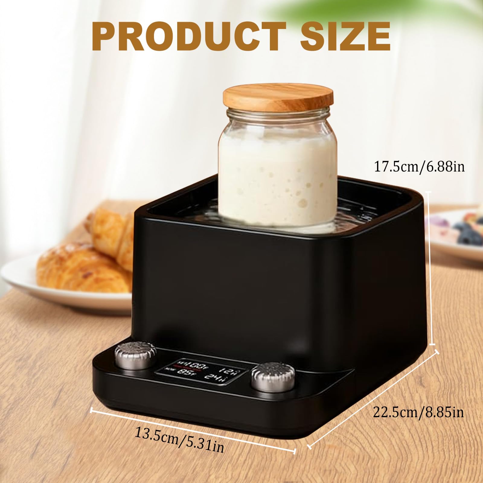 Sauerteig Starter Wärmer, 360° Gleichmäßiges Wasserbad-Sauerteigwärmer, Thermostat (21–40 °C), 198-Stunden-Timer, intelligenter Gärbehälter für die Herstellung von Kombucha, Joghurt und Bier