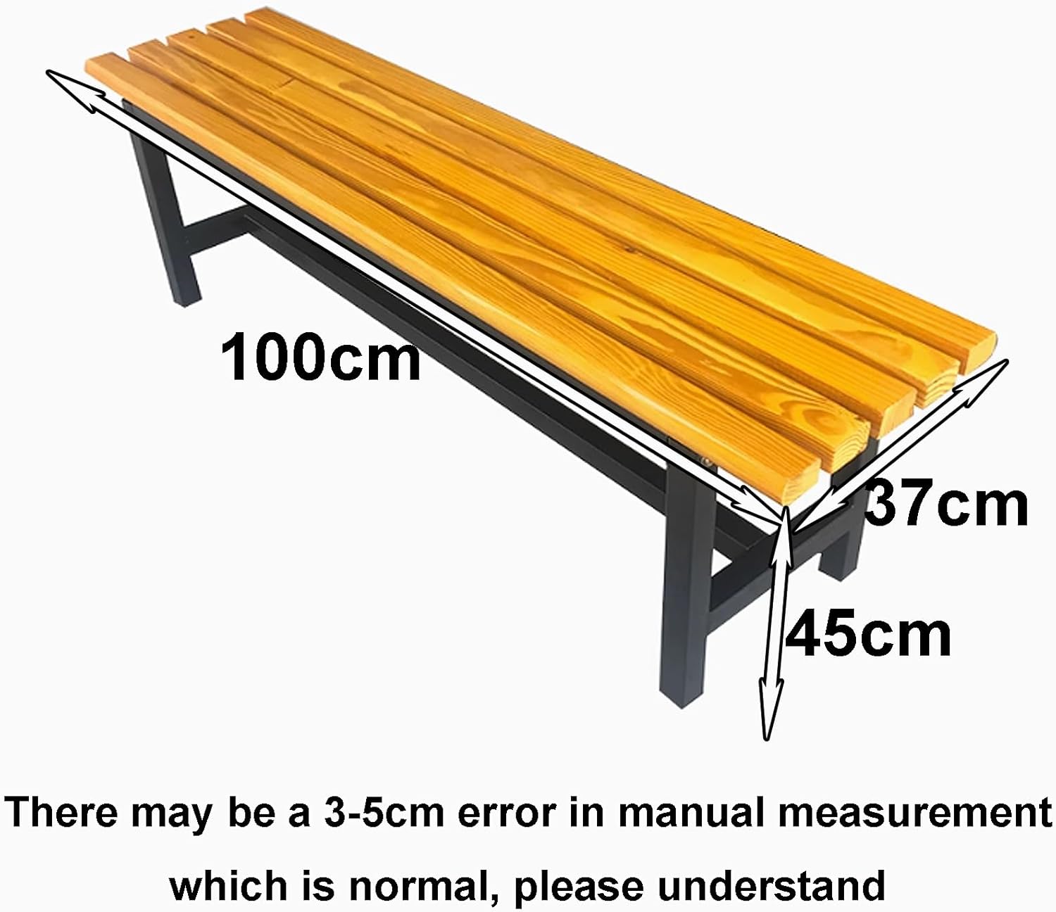 Park Benches, Garden Bench, Patio Bench, Outdoor Seating Furniture Lounge, Porch Bench Seat Wood + Galvanized Steel for Front Porch, Sunroom(Brown,100x37x45cm)