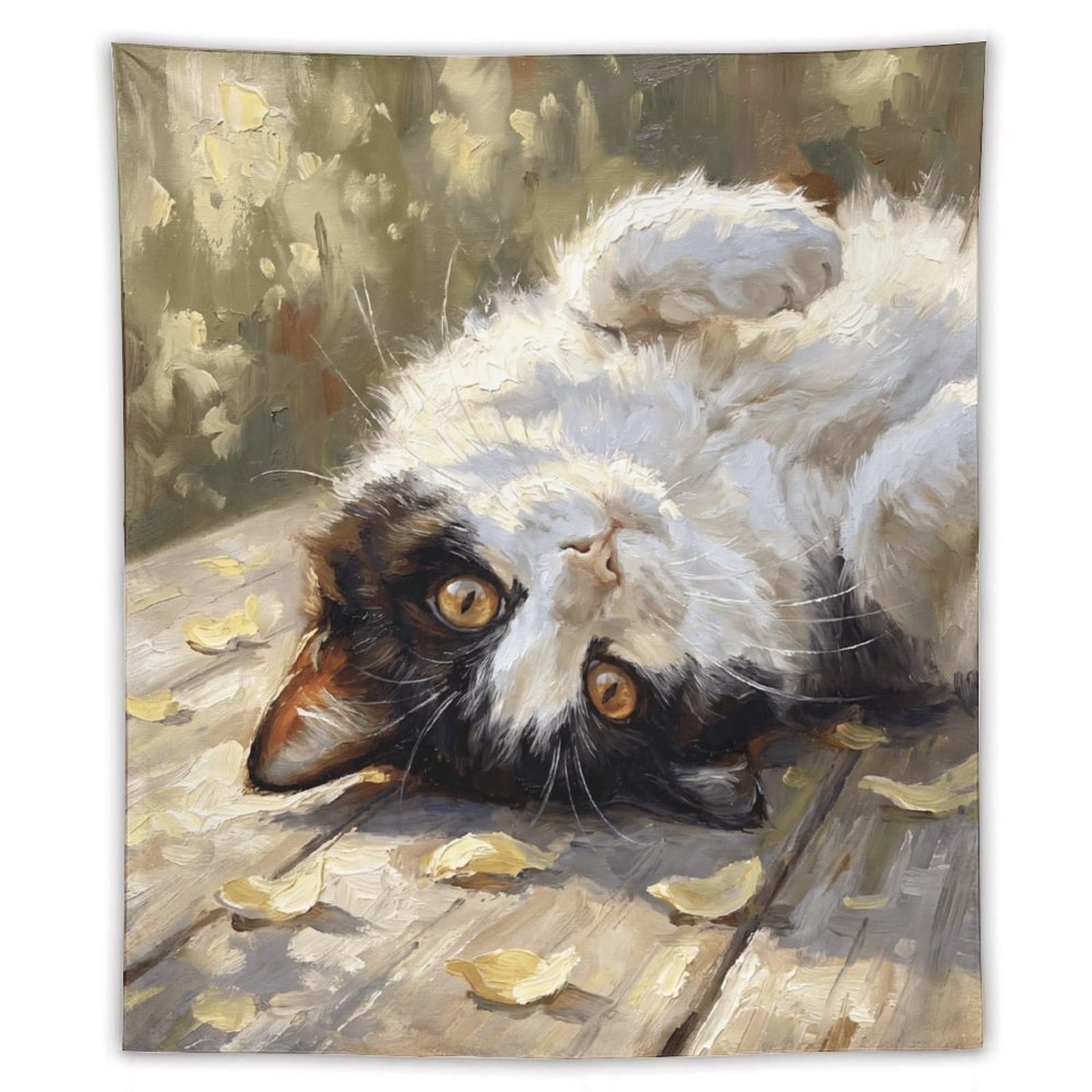 W7C8U2X3 Upside Down Tuxedo Cat Wall Tapestry, Whimsical Animal Art
