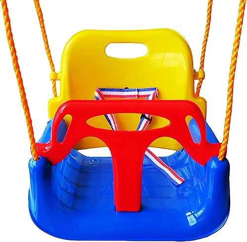 Juego de columpios 3 en 1 para bebés a adolescentes, antivoltaje, cómodo y seguro, desmontable para niños, patio y jardín (color silla azul +