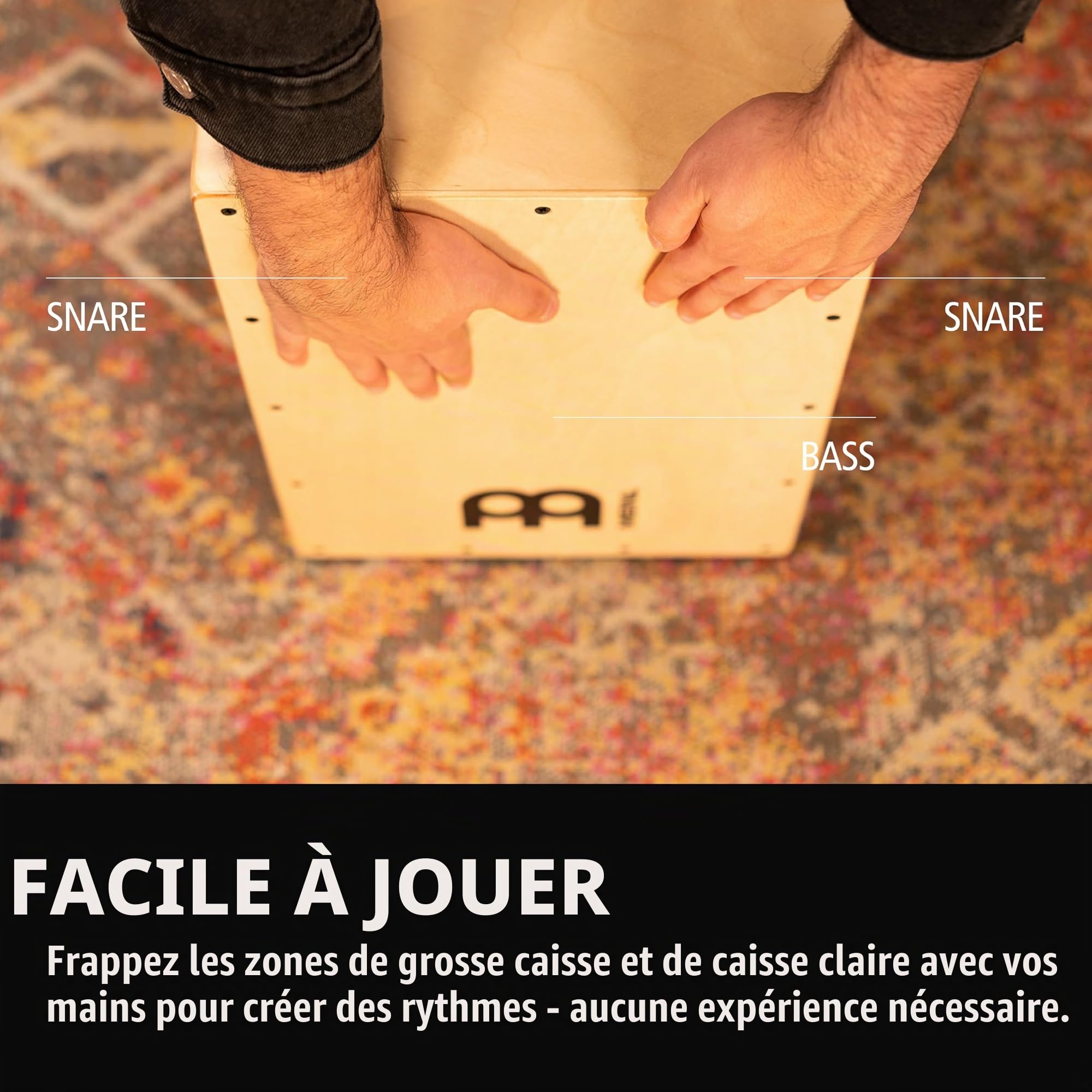 Meinl Percussion Headliner Cajon Instrument – Cajon compact avec caisse claire et son grave – Bouleau Baltique, Naturel (HCAJ100NT)