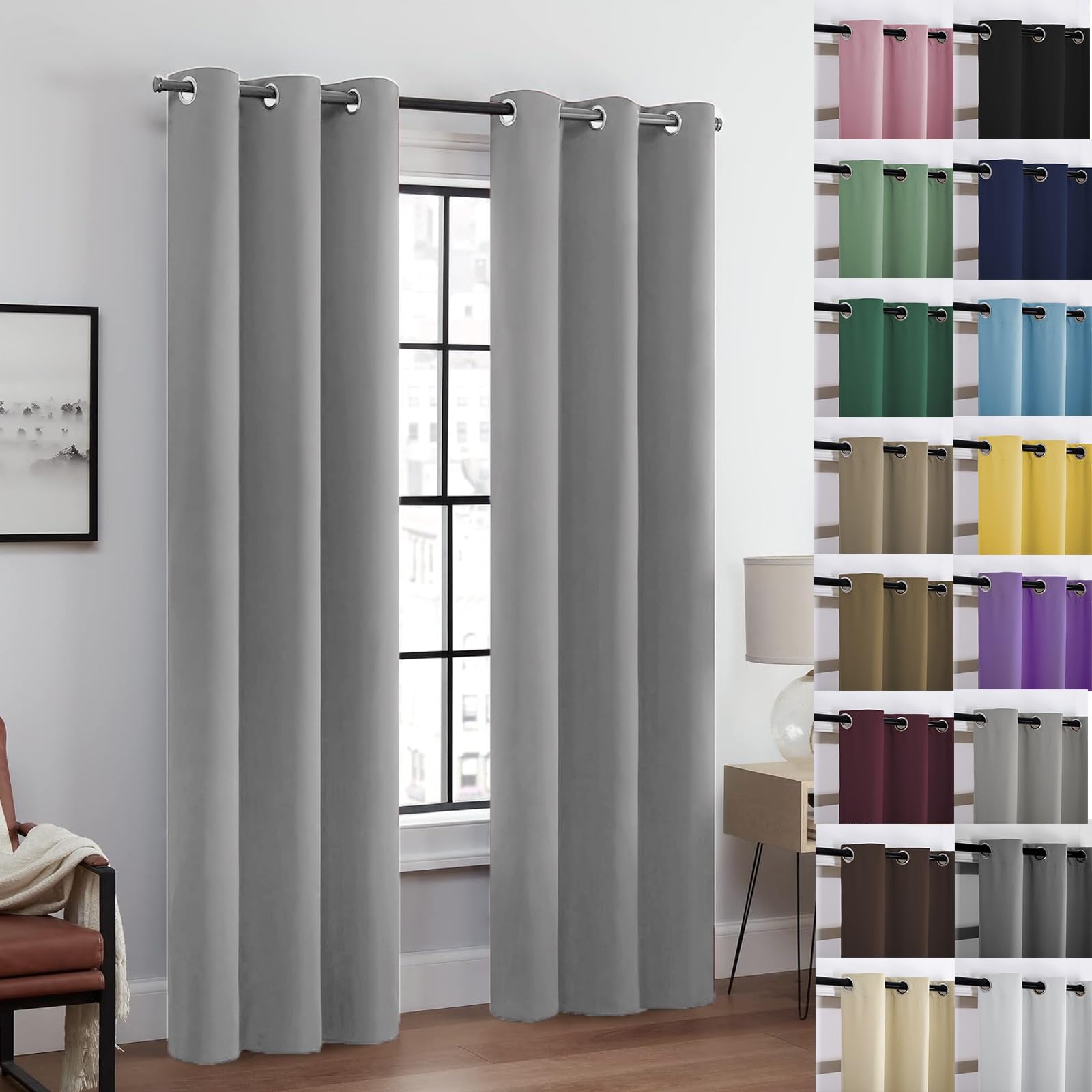 Rideaux occultants thermiques 204x210 polyester opaques pour chambre fenêtre