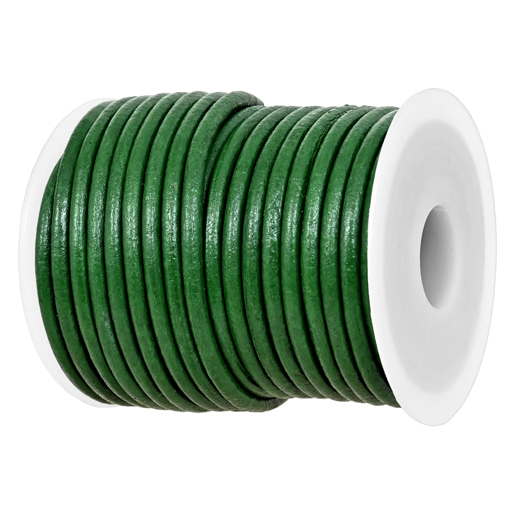 Photo 1 of GENIQUE Real/Genuine Round Leather String Cord for Necklace, Bracelets, Jewelry, Kumihimo Braiding, DIY Projects (10 Metres) (3mm, Green)
