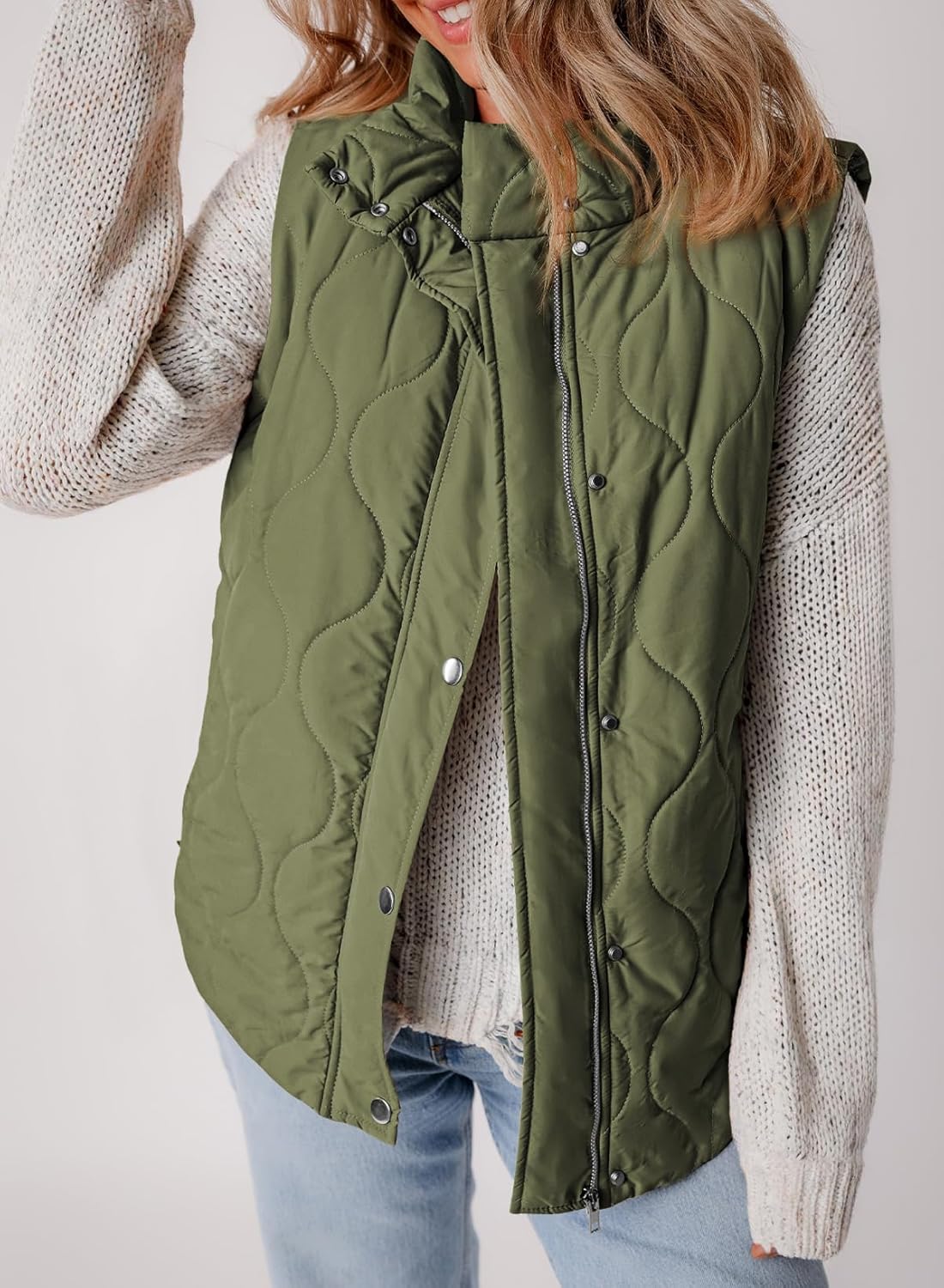 EVALESS Cropped Puffer Vest Women Lightweight Quilted Stand Collar Sleeveless Jackets Fall Winter 2025 Button Zip Up Coat - Image 6