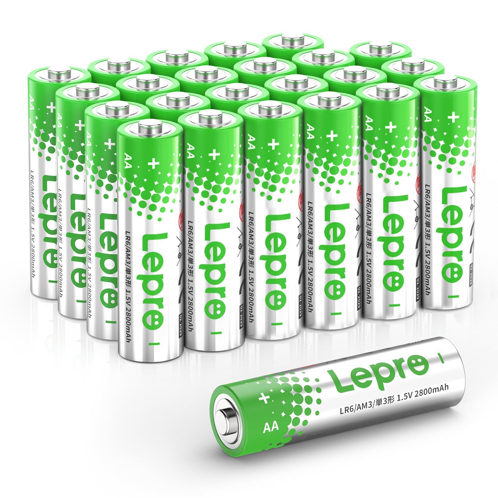 Lepro AA Batteries 24 Pack, 1.5 Volt Alkaline Double AA Battery with High Capacity, Anti-Leakage, Long Lasting Power, 2800mAh LR06 MN1500 Batteries AA for Clocks Remotes Mouse Torch