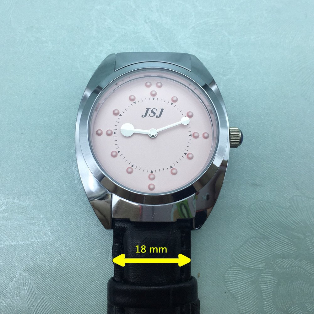 Blindenuhr taktile Armbanduhr für Sehbehinderte,Blinde oder ältere Menschen Rosa Zifferblatt mit Lederarmband