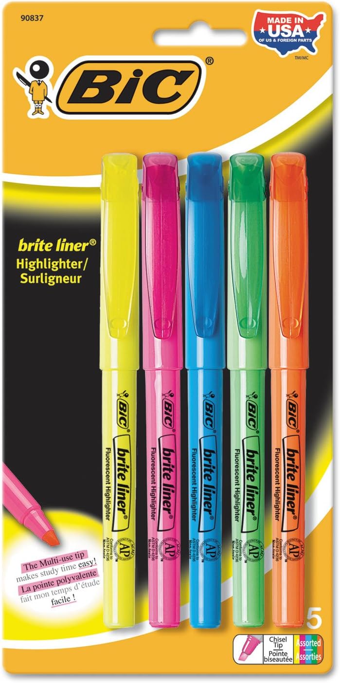 Brite Liner Highlighter 5 PK Office Products