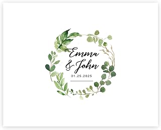 Andaz Press Custom Large Canvas Wedding Guest Book Alternative, 16 x 20 Inches, Eucalyptus Greenery Wreath, Horizontal, Personalized Sign Our Canvas, Welcome Sign Guest Book Signs for Wedding
