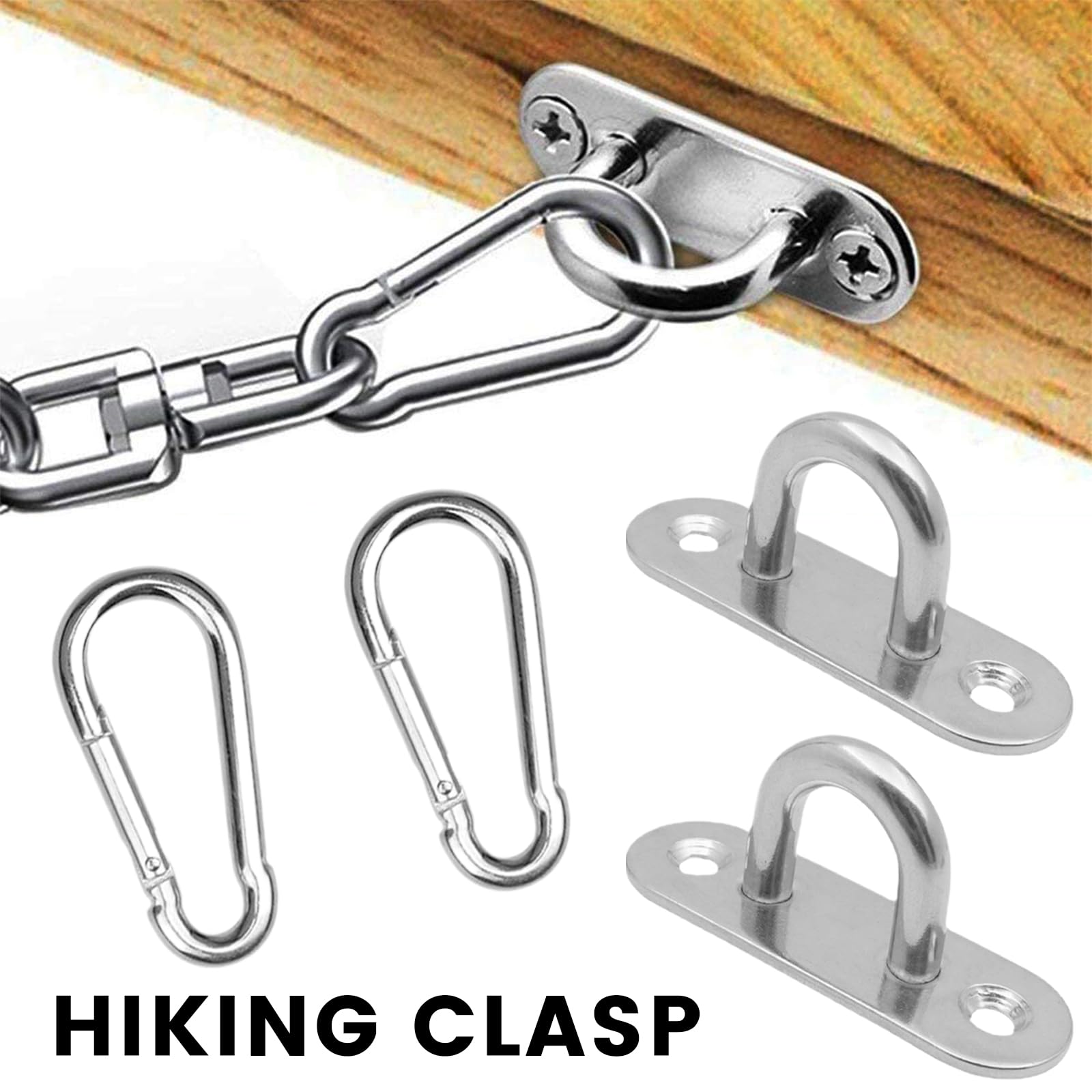 4 Pezzi Gancetti Con Vite, Piastre per Occhielli in Acciaio Inox, Gancio Soffitto, Placca Occhiello Eye Piastra, Gancio da Muro Piastra, per Yoga Altalene Amache Tendalino