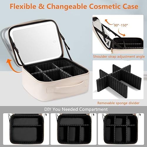 Miniatura 4 de Bolsa de maquillaje de viaje para maquillaje, Beige, Bolsa de maquillaje con espejo