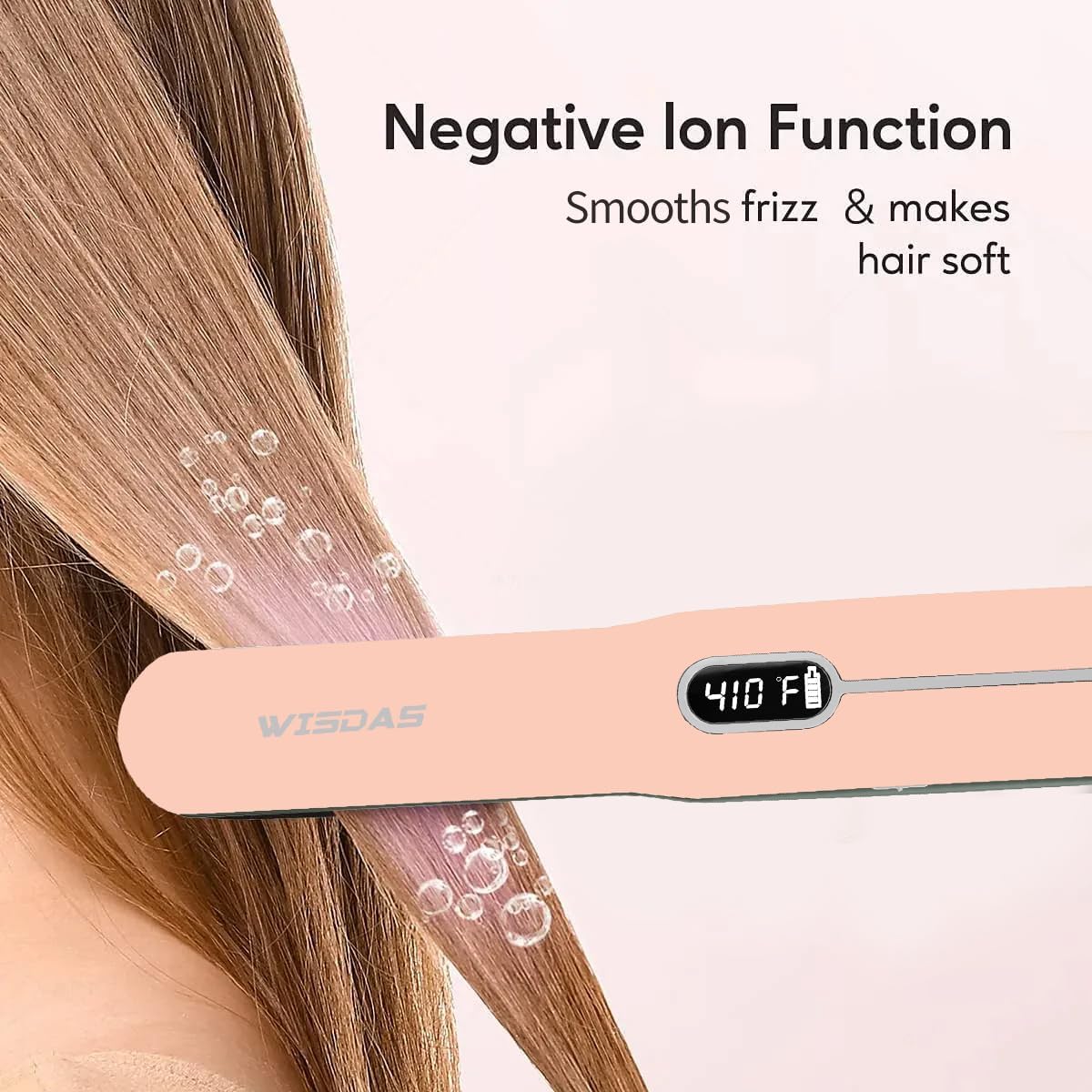 Cordless Hair Straightener, Titanium Floating Plates, LCD, 320-410°F, 20min auto shutoff, USB-C Rechargeable. Portable for Travel, Home & Daily use. Pink