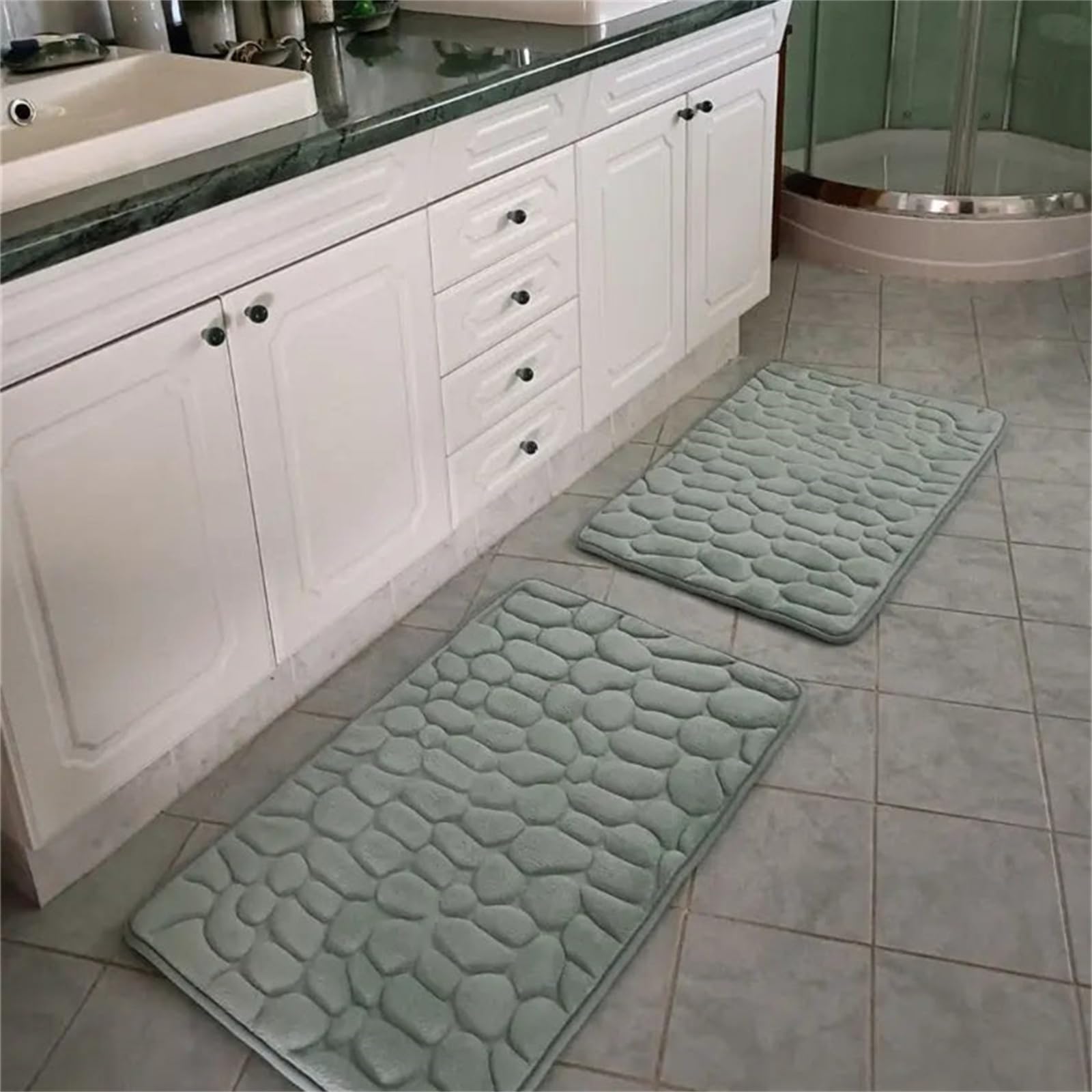 Laberge - Tappetino da bagno assorbente con ciottoli, antiscivolo, comodo e sicuro, tappeto da bagno per il massimo comfort e sicurezza, perfetto per l'uso domestico