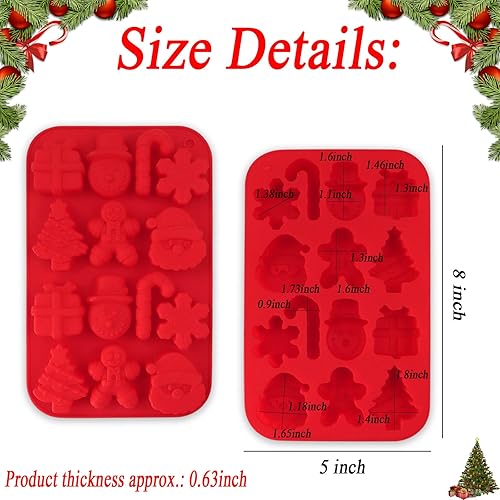 Miniatura 4 de Juego de 2 moldes de silicona para hornear de Navidad, árbol de Navidad, copos de nieve, muñeco de nieve, Papá Noel, caja de regalo, pan de