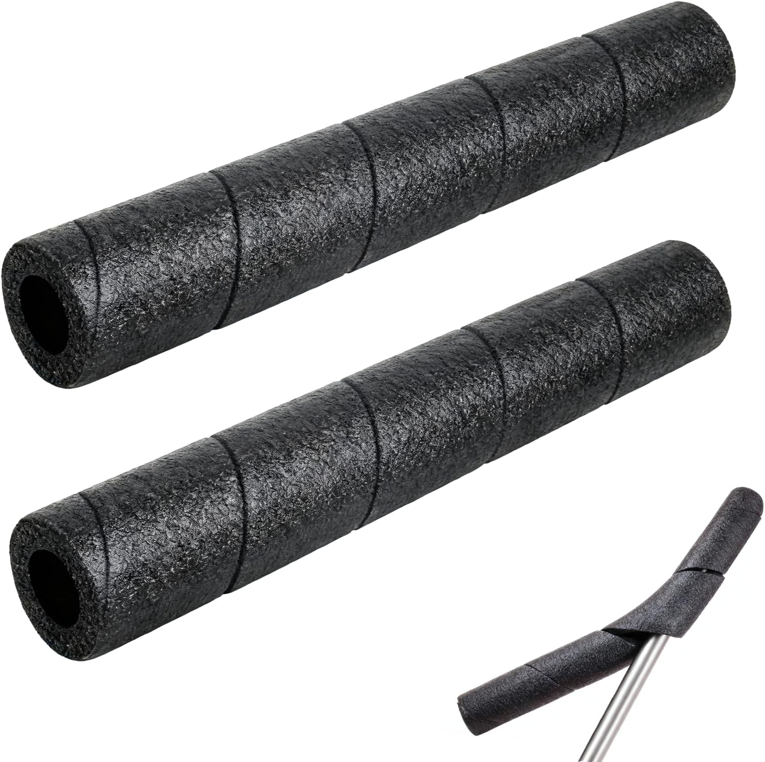 KIBBEH 2 Pack Insulation Foam Tubes with Zip Ties | 15.74 Inch All-Season Pipe & Handle Cover for Anti-Slip, Anti-Freeze, and Impact Protection (Black)