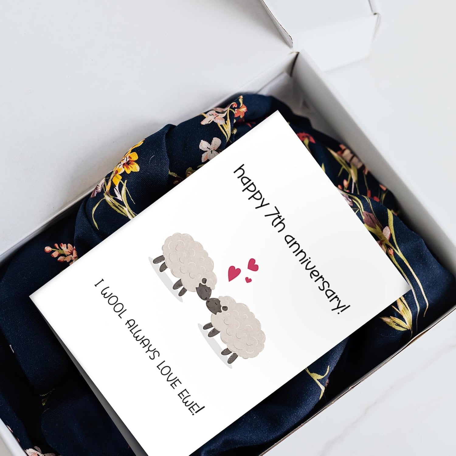 Funny 7 Years Anniversary Card, Wool Anniversary Card for Him Her, Seventh Anniversary Card for Husband Wife, Seven Years Anniversary Card - Image 6