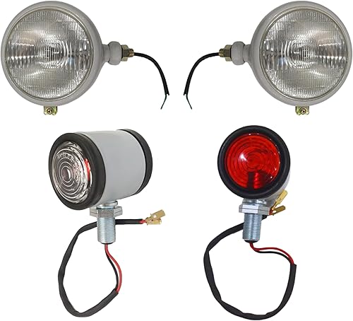 Miniatura 8 de Faros delanteros de tractor marfil+luces laterales estilo mayordomo con bombilla de 12 V compatible con David Brown 700 800 900 1200 Series Massey